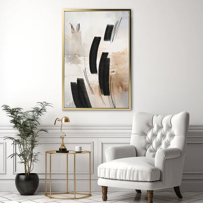 Canvas Wall Art Stretched Over Wooden Frame with Floating Frame and Shapes Abstract Painting CV4236 - Al Rugaib Furniture