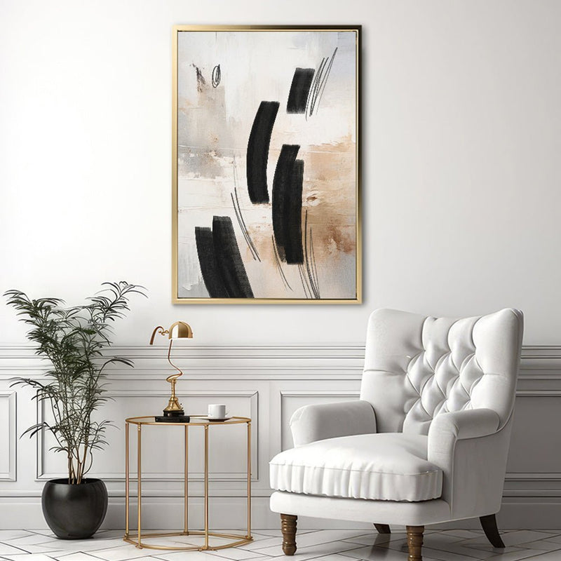 Canvas Wall Art Stretched Over Wooden Frame with Floating Frame and Shapes Abstract Painting CV4236 - Al Rugaib Furniture