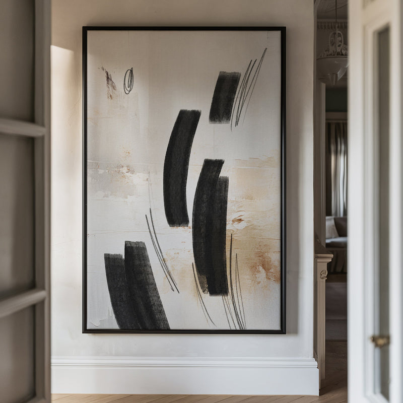 Canvas Wall Art Stretched Over Wooden Frame with Floating Frame and Shapes Abstract Painting CV4236 - Al Rugaib Furniture