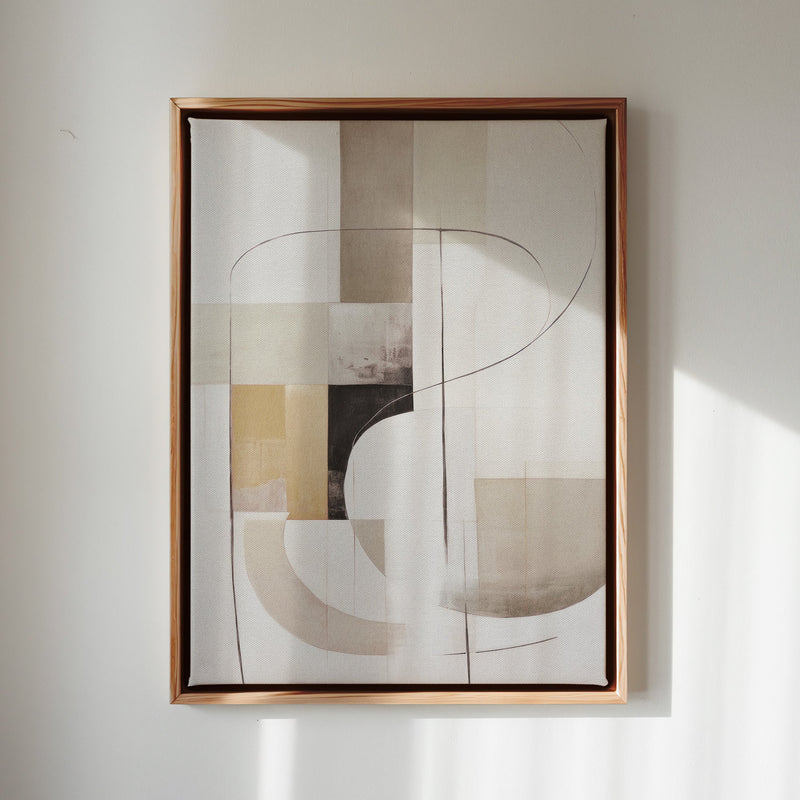 Canvas Wall Art Stretched Over Wooden Frame with Floating Frame and Shapes Painting CV4227 - Al Rugaib Furniture