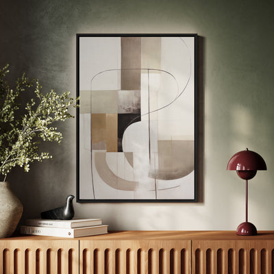 Canvas Wall Art Stretched Over Wooden Frame with Floating Frame and Shapes Painting CV4227 - Al Rugaib Furniture