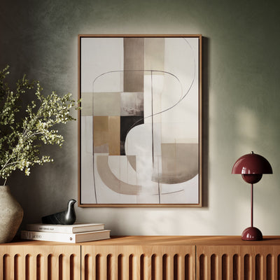 Canvas Wall Art Stretched Over Wooden Frame with Floating Frame and Shapes Painting CV4227 - Al Rugaib Furniture