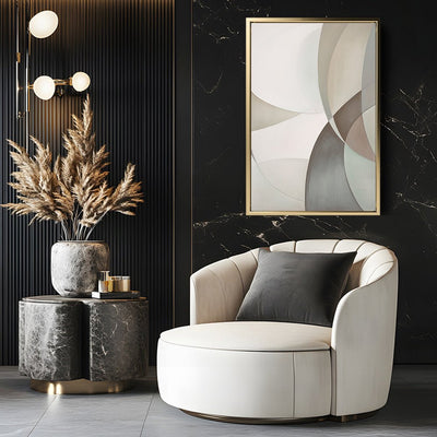 Canvas Wall Art Stretched Over Wooden Frame with Floating Frame and Shapes Painting CV4228 - Al Rugaib Furniture