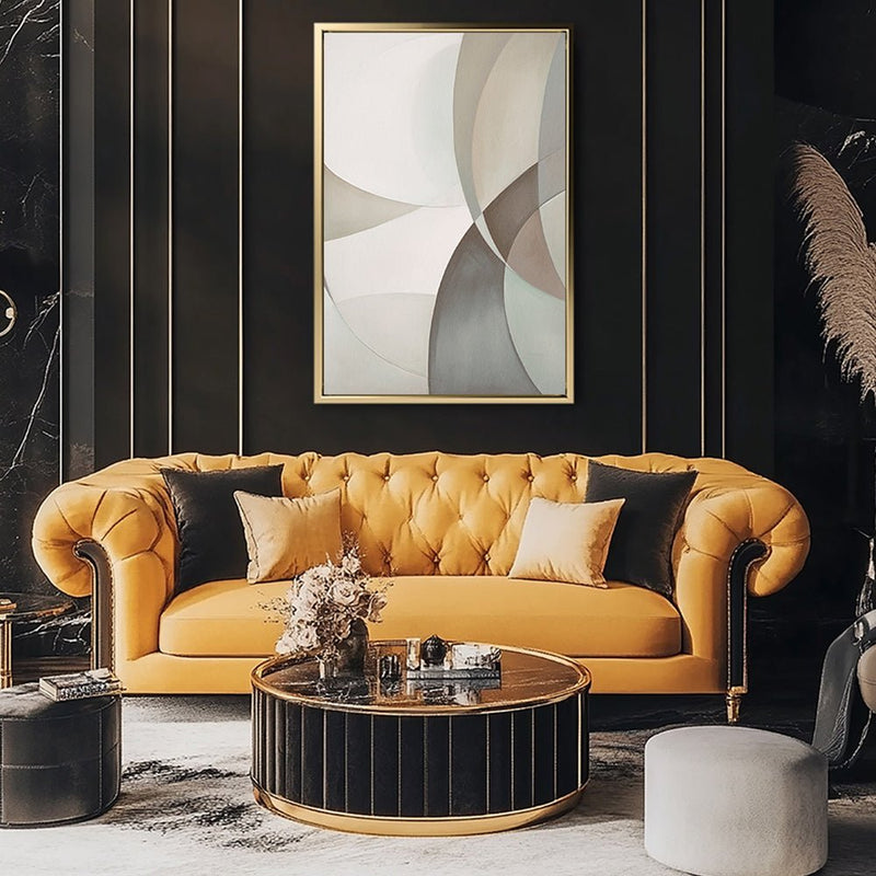 Canvas Wall Art Stretched Over Wooden Frame with Floating Frame and Shapes Painting CV4228 - Al Rugaib Furniture