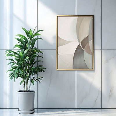 Canvas Wall Art Stretched Over Wooden Frame with Floating Frame and Shapes Painting CV4228 - Al Rugaib Furniture