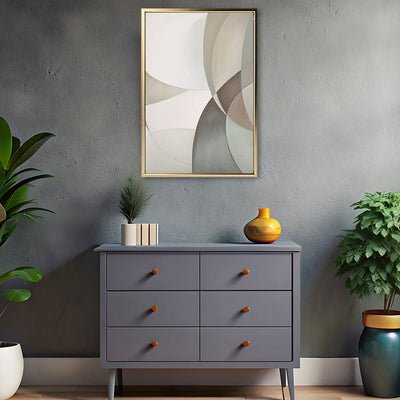 Canvas Wall Art Stretched Over Wooden Frame with Floating Frame and Shapes Painting CV4228 - Al Rugaib Furniture