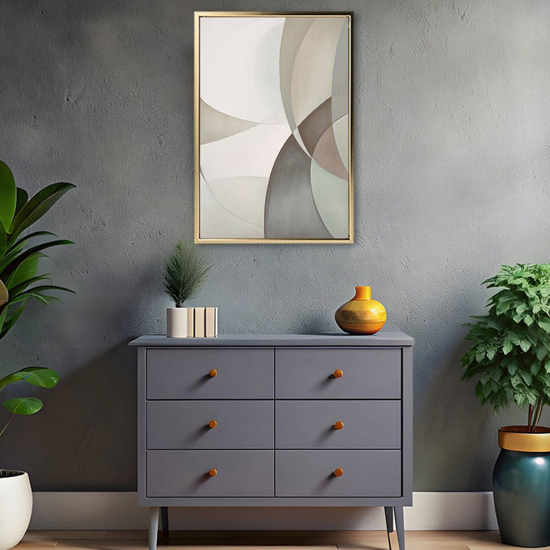 Canvas Wall Art Stretched Over Wooden Frame with Floating Frame and Shapes Painting CV4228 - Al Rugaib Furniture