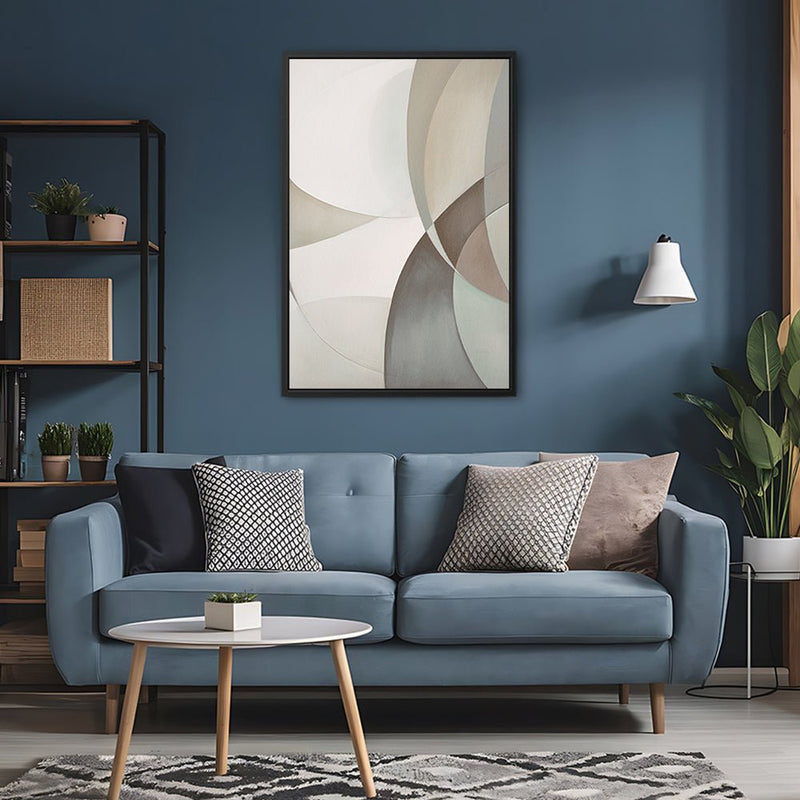 Canvas Wall Art Stretched Over Wooden Frame with Floating Frame and Shapes Painting CV4228 - Al Rugaib Furniture