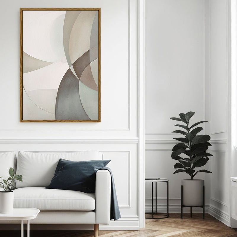 Canvas Wall Art Stretched Over Wooden Frame with Floating Frame and Shapes Painting CV4228 - Al Rugaib Furniture