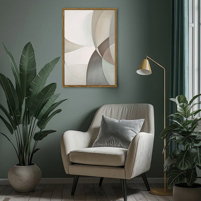 Canvas Wall Art Stretched Over Wooden Frame with Floating Frame and Shapes Painting CV4228 - Al Rugaib Furniture