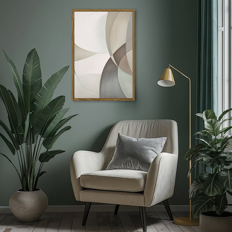 Canvas Wall Art Stretched Over Wooden Frame with Floating Frame and Shapes Painting CV4228 - Al Rugaib Furniture