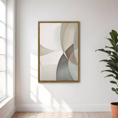 Canvas Wall Art Stretched Over Wooden Frame with Floating Frame and Shapes Painting CV4228 - Al Rugaib Furniture