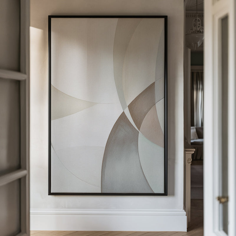 Canvas Wall Art Stretched Over Wooden Frame with Floating Frame and Shapes Painting CV4228 - Al Rugaib Furniture