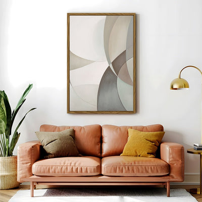 Canvas Wall Art Stretched Over Wooden Frame with Floating Frame and Shapes Painting CV4228 - Al Rugaib Furniture