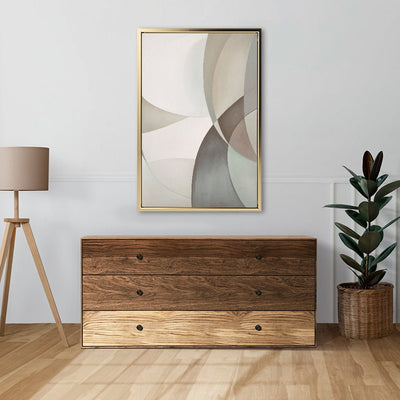 Canvas Wall Art Stretched Over Wooden Frame with Floating Frame and Shapes Painting CV4228 - Al Rugaib Furniture