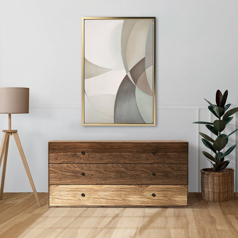 Canvas Wall Art Stretched Over Wooden Frame with Floating Frame and Shapes Painting CV4228 - Al Rugaib Furniture