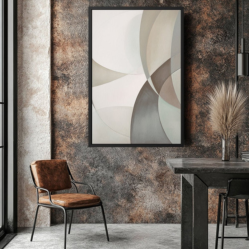 Canvas Wall Art Stretched Over Wooden Frame with Floating Frame and Shapes Painting CV4228 - Al Rugaib Furniture