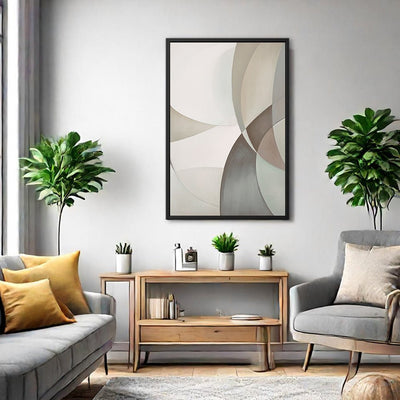 Canvas Wall Art Stretched Over Wooden Frame with Floating Frame and Shapes Painting CV4228 - Al Rugaib Furniture