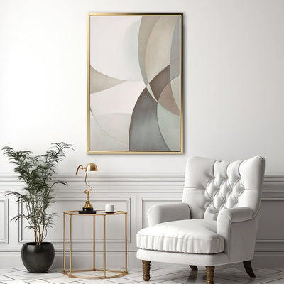 Canvas Wall Art Stretched Over Wooden Frame with Floating Frame and Shapes Painting CV4228 - Al Rugaib Furniture