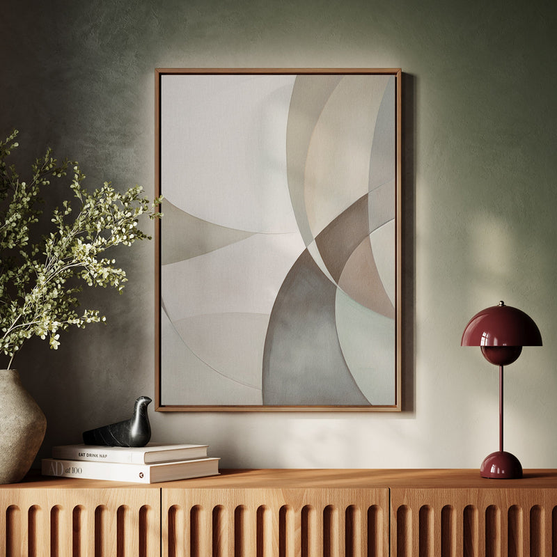 Canvas Wall Art Stretched Over Wooden Frame with Floating Frame and Shapes Painting CV4228 - Al Rugaib Furniture