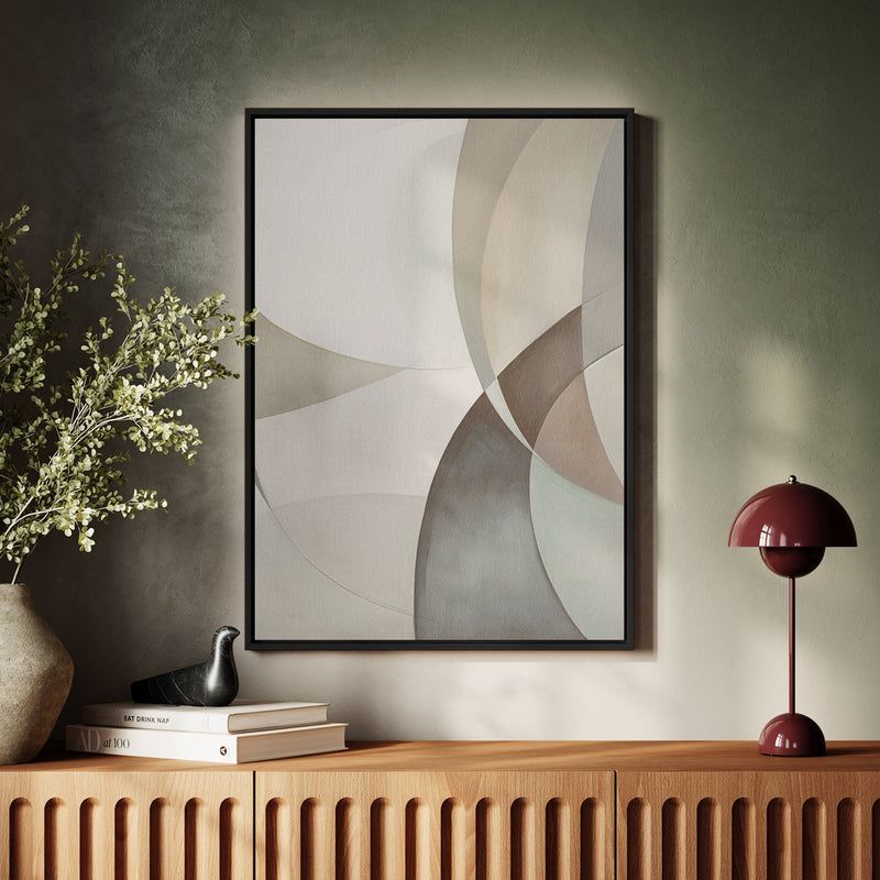 Canvas Wall Art Stretched Over Wooden Frame with Floating Frame and Shapes Painting CV4228 - Al Rugaib Furniture