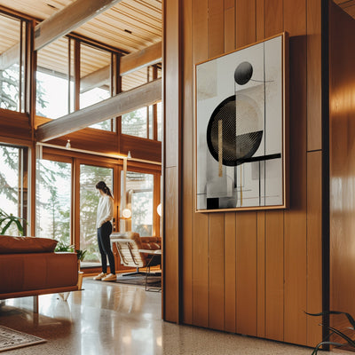 Canvas Wall Art Stretched Over Wooden Frame with Floating Frame and Shapes Painting CV4229 - Al Rugaib Furniture