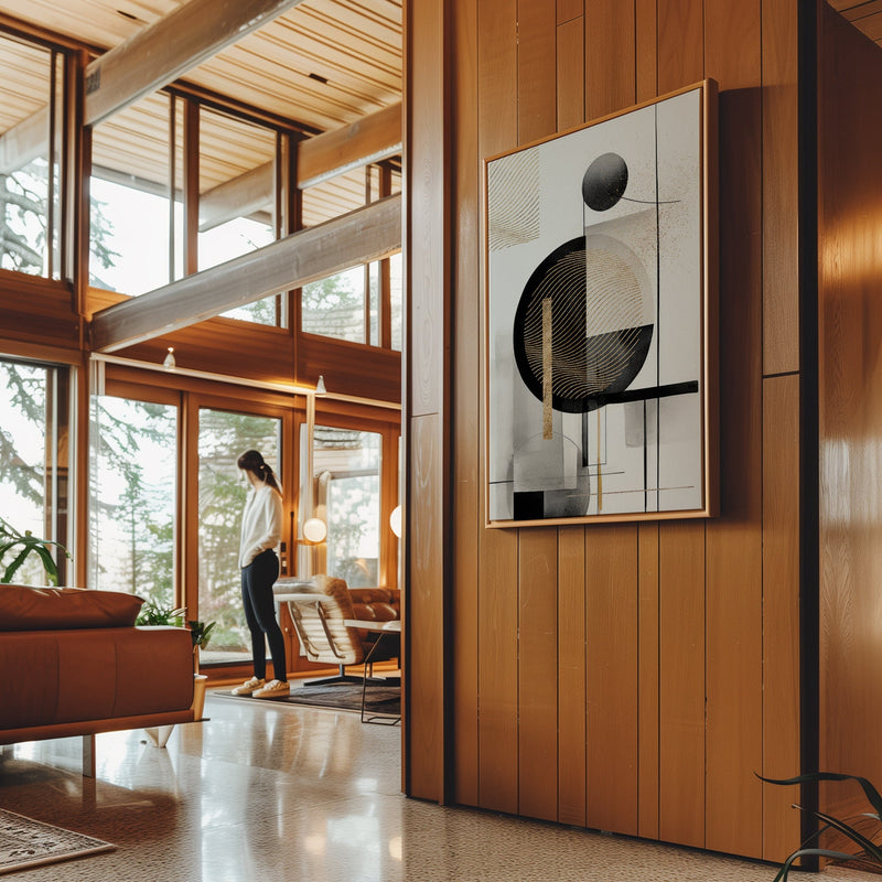 Canvas Wall Art Stretched Over Wooden Frame with Floating Frame and Shapes Painting CV4229 - Al Rugaib Furniture