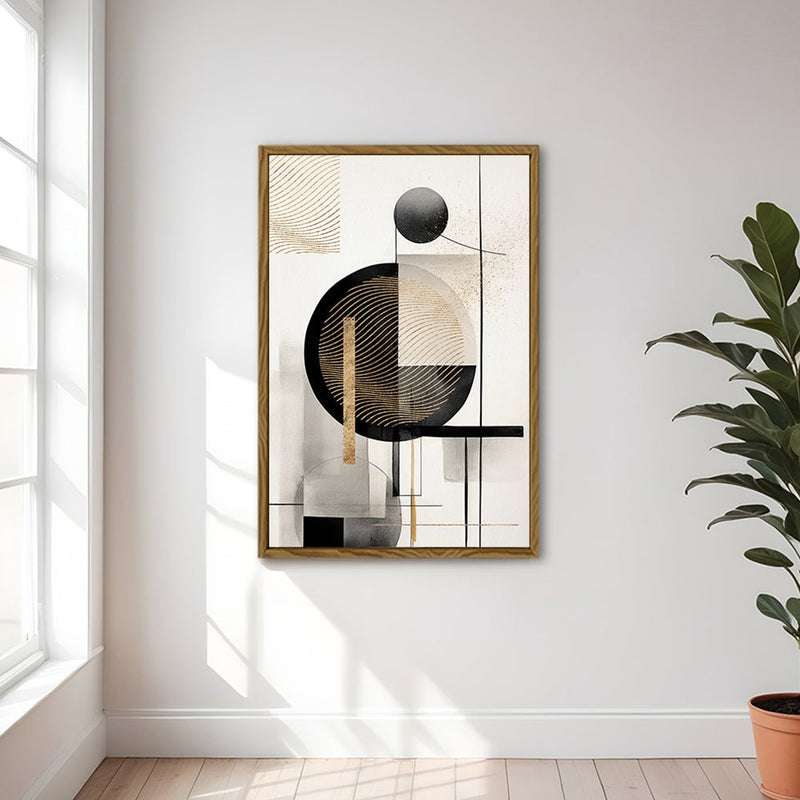Canvas Wall Art Stretched Over Wooden Frame with Floating Frame and Shapes Painting CV4229 - Al Rugaib Furniture