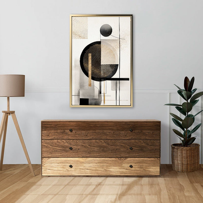 Canvas Wall Art Stretched Over Wooden Frame with Floating Frame and Shapes Painting CV4229 - Al Rugaib Furniture