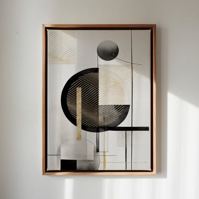 Canvas Wall Art Stretched Over Wooden Frame with Floating Frame and Shapes Painting CV4229 - Al Rugaib Furniture