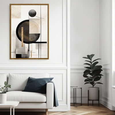 Canvas Wall Art Stretched Over Wooden Frame with Floating Frame and Shapes Painting CV4229 - Al Rugaib Furniture