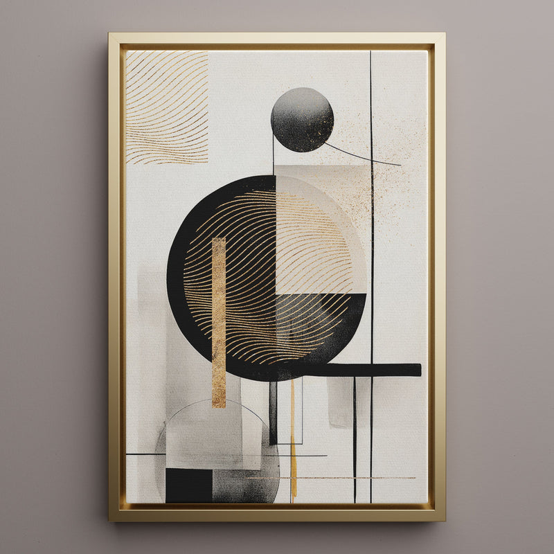 Canvas Wall Art Stretched Over Wooden Frame with Floating Frame and Shapes Painting CV4229 - Al Rugaib Furniture