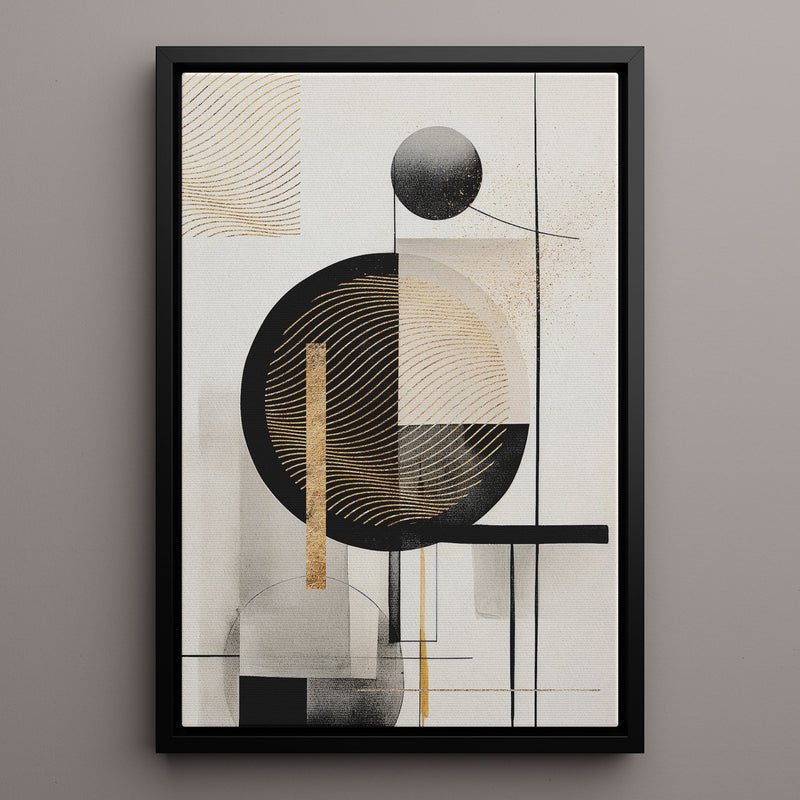 Canvas Wall Art Stretched Over Wooden Frame with Floating Frame and Shapes Painting CV4229 - Al Rugaib Furniture