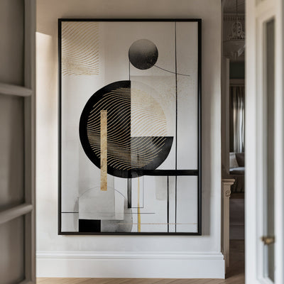 Canvas Wall Art Stretched Over Wooden Frame with Floating Frame and Shapes Painting CV4229 - Al Rugaib Furniture