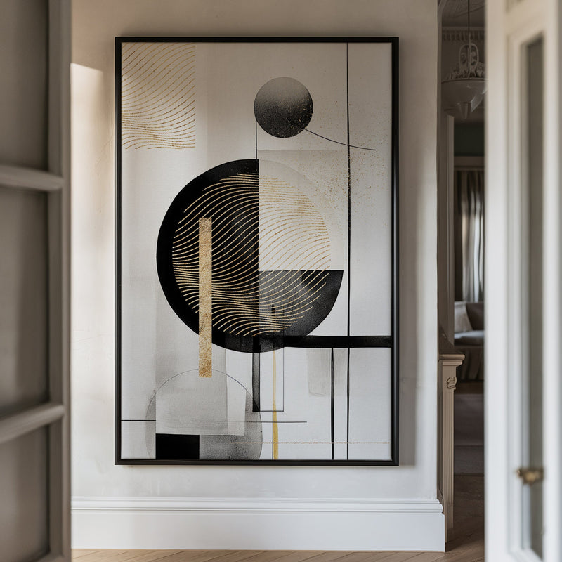 Canvas Wall Art Stretched Over Wooden Frame with Floating Frame and Shapes Painting CV4229 - Al Rugaib Furniture