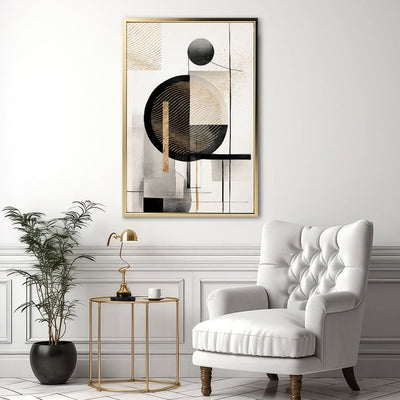Canvas Wall Art Stretched Over Wooden Frame with Floating Frame and Shapes Painting CV4229 - Al Rugaib Furniture