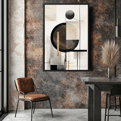 Canvas Wall Art Stretched Over Wooden Frame with Floating Frame and Shapes Painting CV4229 - Al Rugaib Furniture
