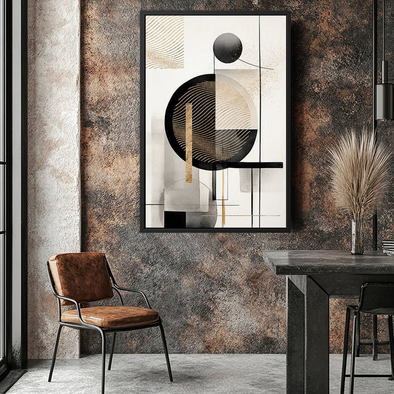 Canvas Wall Art Stretched Over Wooden Frame with Floating Frame and Shapes Painting CV4229 - Al Rugaib Furniture