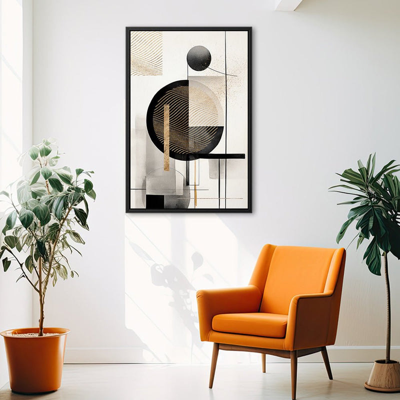 Canvas Wall Art Stretched Over Wooden Frame with Floating Frame and Shapes Painting CV4229 - Al Rugaib Furniture