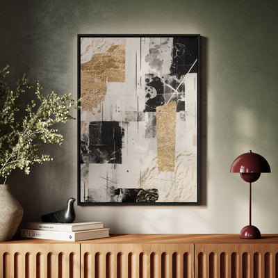 Canvas Wall Art Stretched Over Wooden Frame with Floating Frame and Shapes Painting CV4230 - Al Rugaib Furniture
