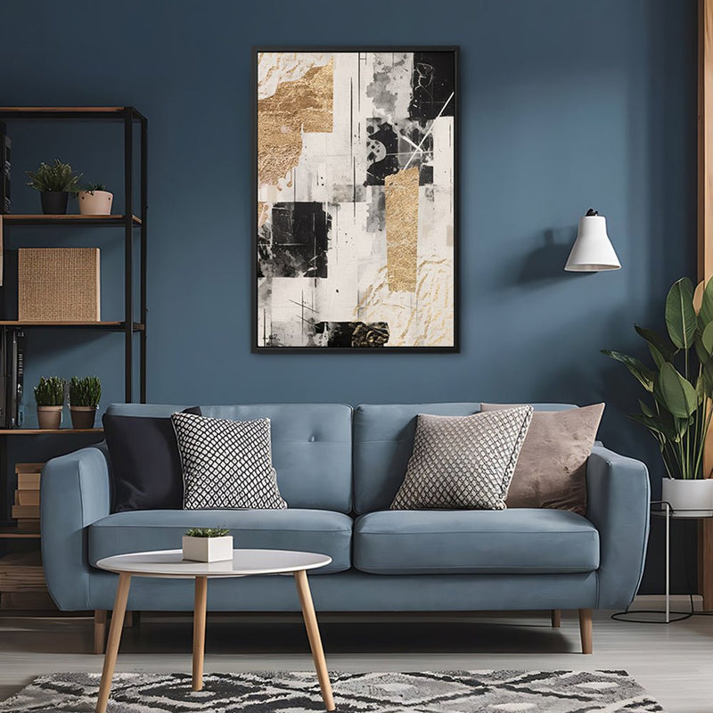 Canvas Wall Art Stretched Over Wooden Frame with Floating Frame and Shapes Painting CV4230 - Al Rugaib Furniture