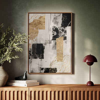 Canvas Wall Art Stretched Over Wooden Frame with Floating Frame and Shapes Painting CV4230 - Al Rugaib Furniture