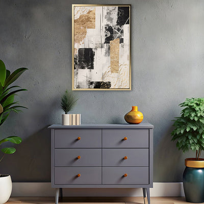 Canvas Wall Art Stretched Over Wooden Frame with Floating Frame and Shapes Painting CV4230 - Al Rugaib Furniture