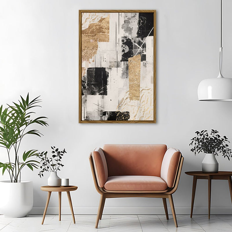 Canvas Wall Art Stretched Over Wooden Frame with Floating Frame and Shapes Painting CV4230 - Al Rugaib Furniture