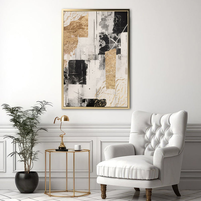 Canvas Wall Art Stretched Over Wooden Frame with Floating Frame and Shapes Painting CV4230 - Al Rugaib Furniture