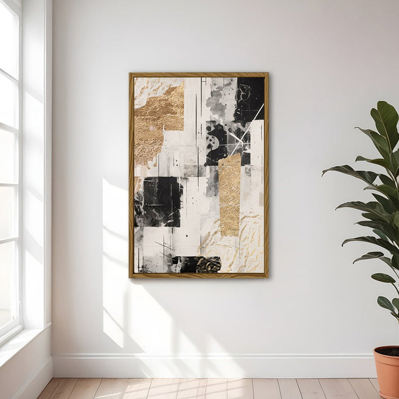 Canvas Wall Art Stretched Over Wooden Frame with Floating Frame and Shapes Painting CV4230 - Al Rugaib Furniture