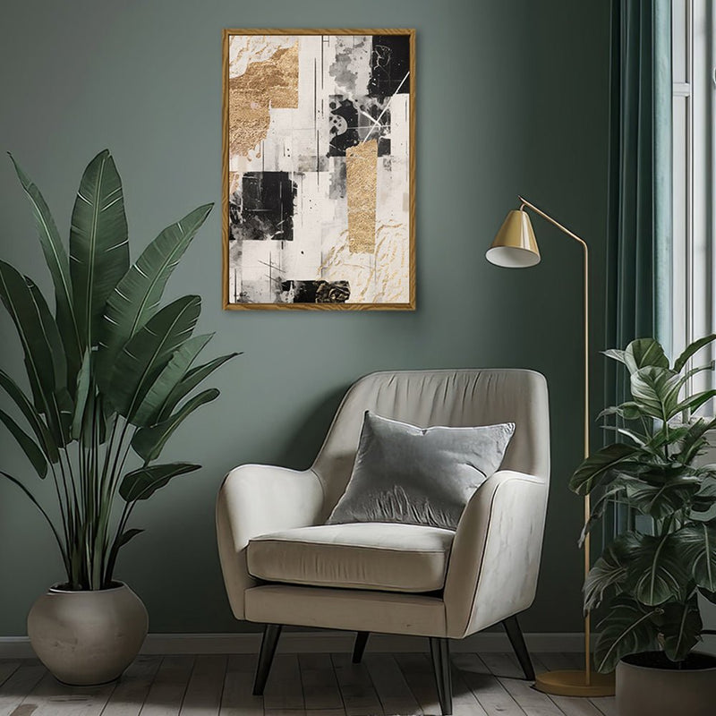 Canvas Wall Art Stretched Over Wooden Frame with Floating Frame and Shapes Painting CV4230 - Al Rugaib Furniture