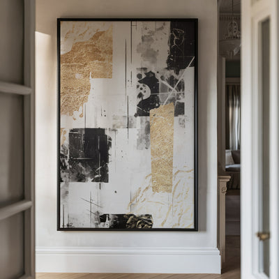 Canvas Wall Art Stretched Over Wooden Frame with Floating Frame and Shapes Painting CV4230 - Al Rugaib Furniture