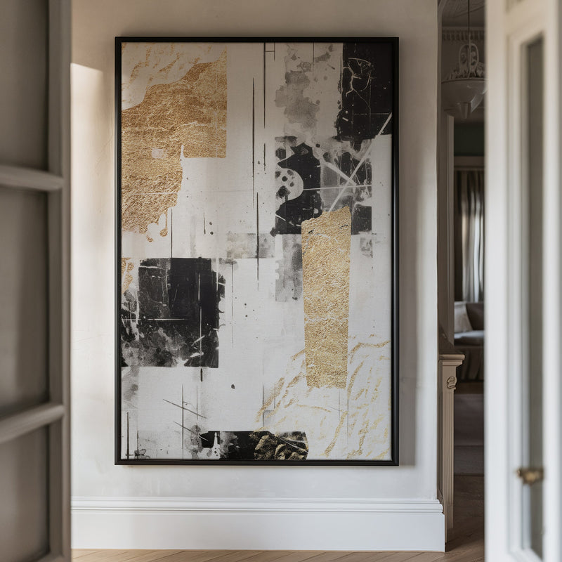 Canvas Wall Art Stretched Over Wooden Frame with Floating Frame and Shapes Painting CV4230 - Al Rugaib Furniture