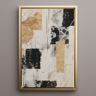 Canvas Wall Art Stretched Over Wooden Frame with Floating Frame and Shapes Painting CV4230 - Al Rugaib Furniture